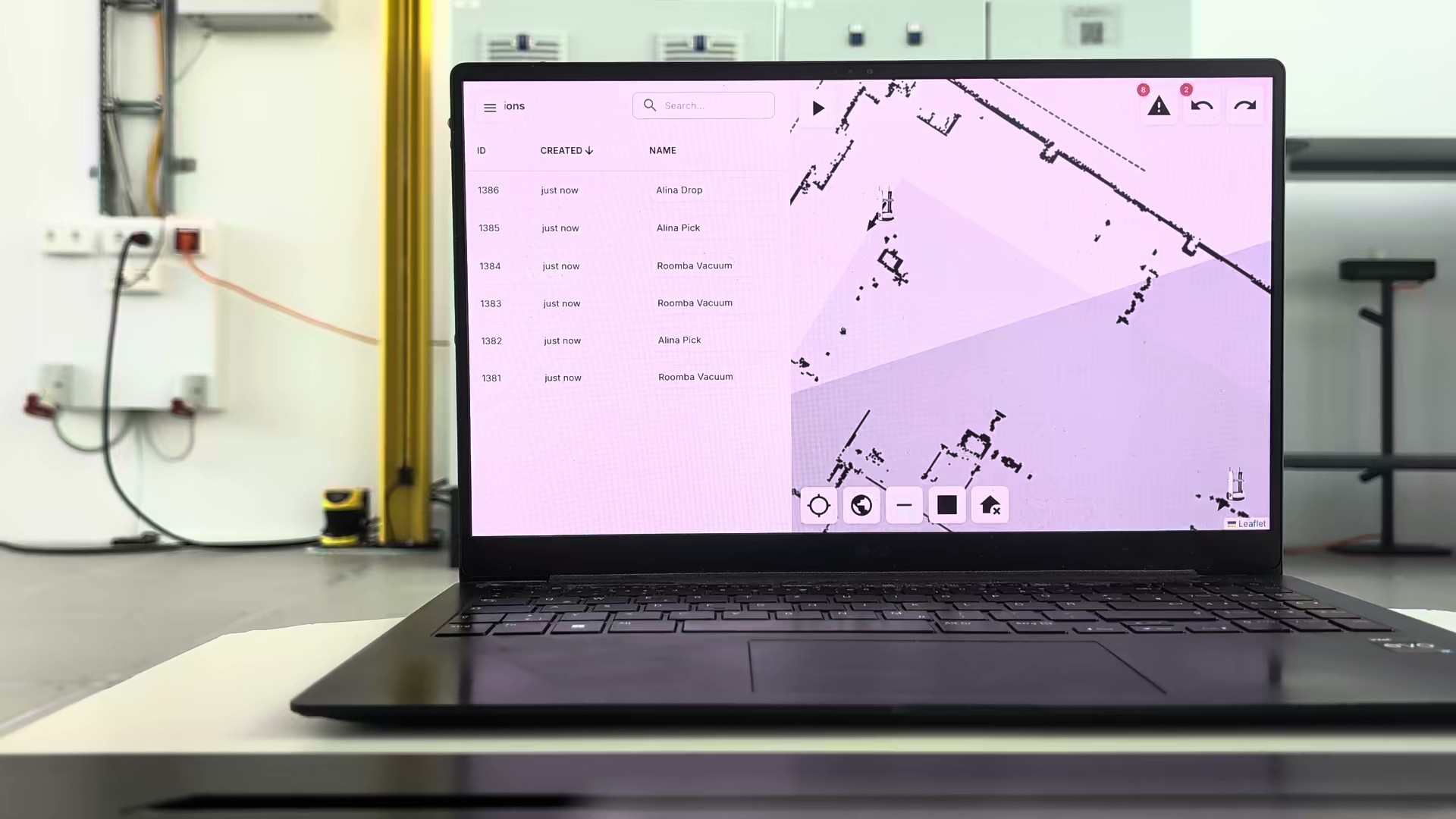 SyncroBot fleet orchestration software displayed on a laptop